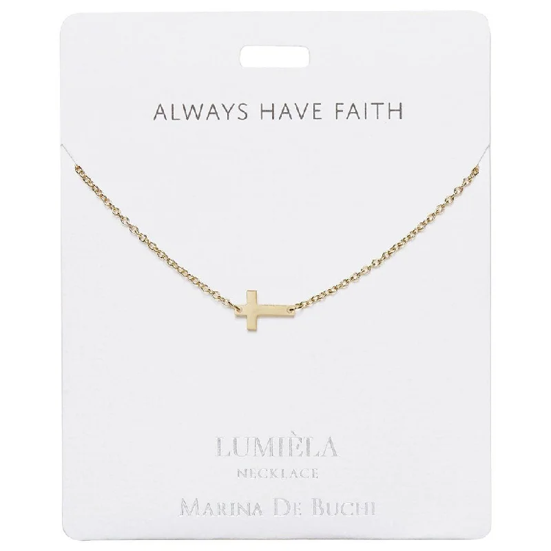 Ladies Necklaces Choker Glow-Lumiela Necklace: "always have faith" - Cross