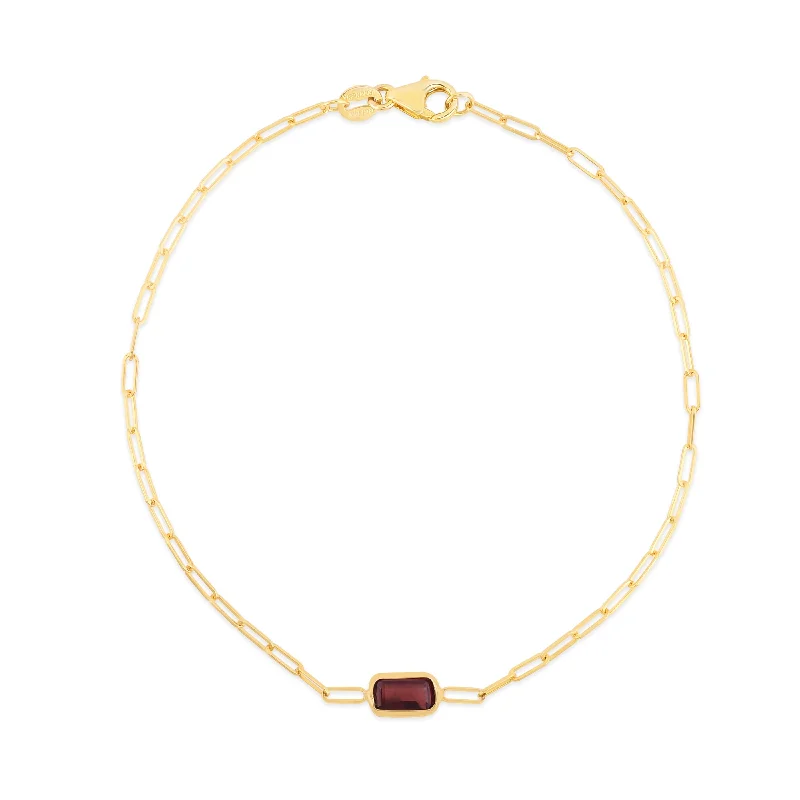 Ladies Bracelets with Vibrant Gems-14K Garnet Paperclip Bracelet