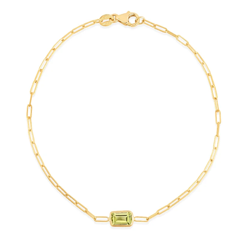 Ladies Bracelets in Rose Shine-14K Peridot Paperclip Bracelet