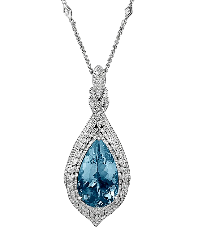 Ladies Necklaces with Violet Amethyst-Aquamarine Pendant Necklace, 60.00 Carats