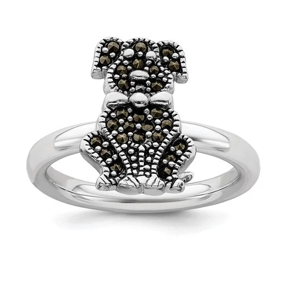 Ladies glowing warmth rings -Sterling Silver Stackable Expressions Marcasite Dog Ring