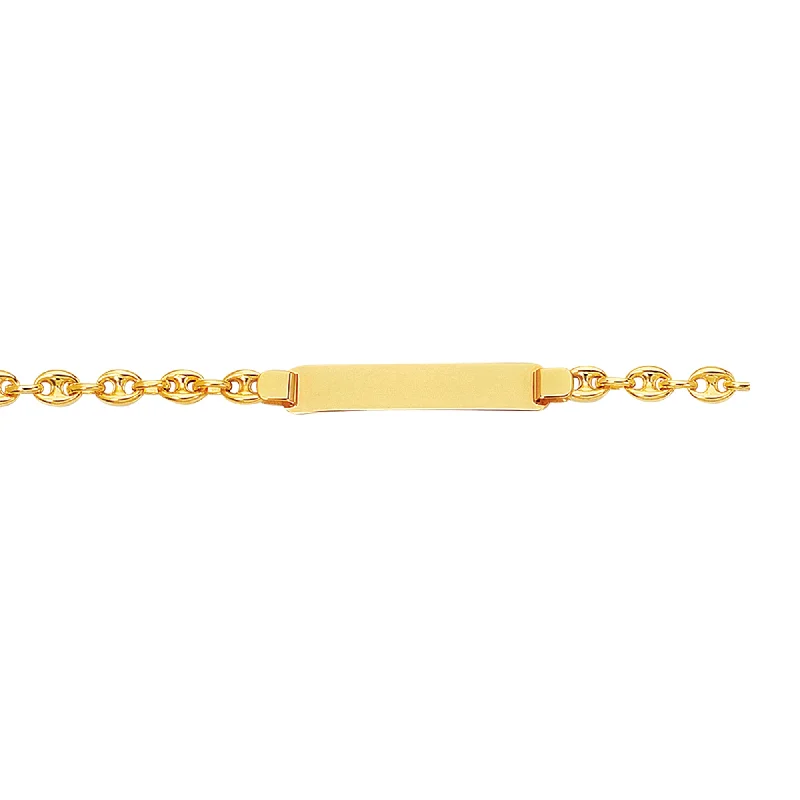 Ladies Bracelets with Heart Spark-14K Gold Childrens Puffed Mariner ID Bracelet