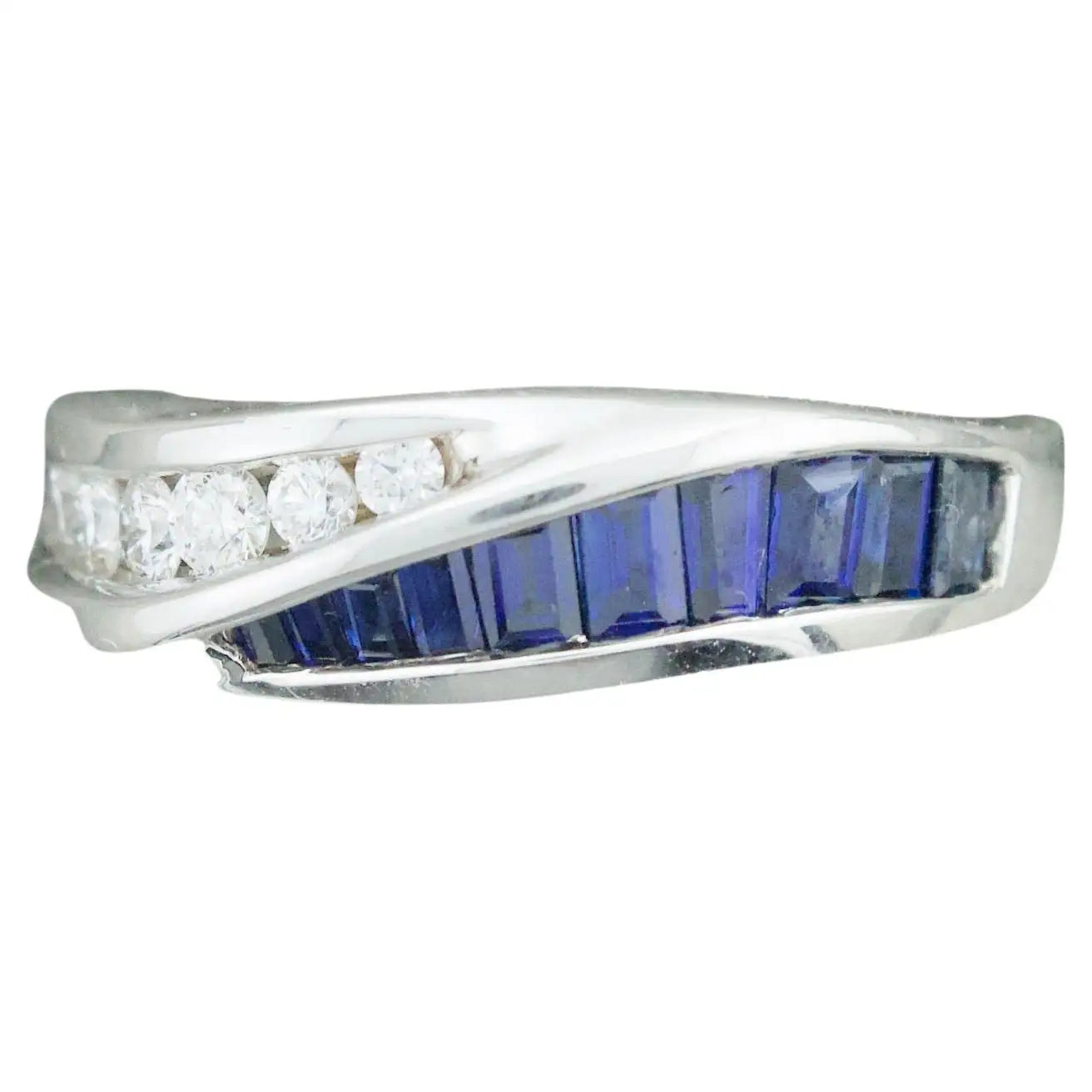 Ladies commanding bold rings -Sapphire and Diamond Band Ring in 18k White Gold by "DeHago"