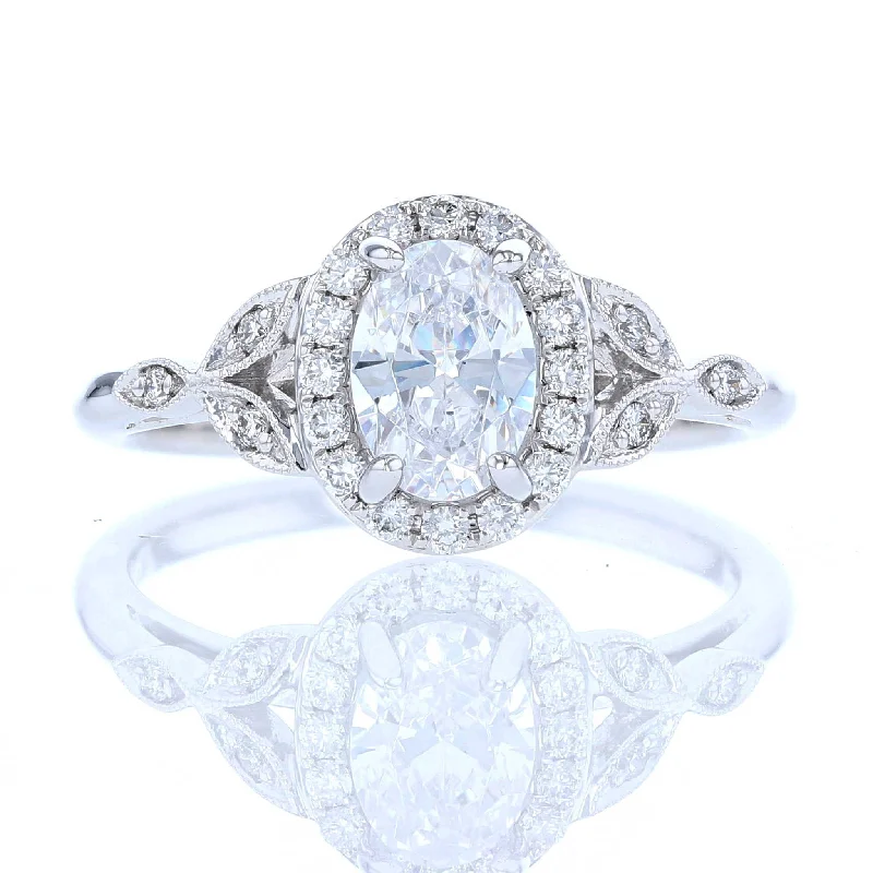 Cosmic spark engagement rings -Oval Diamond Halo Engagement Ring