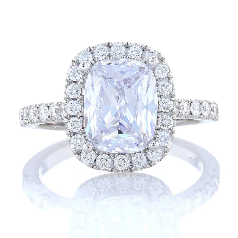 Radiant moissanite engagement rings -Cushion Halo Diamond Engagement Ring