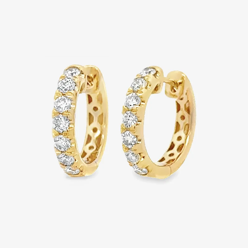 Ladies lively spirit earrings -Prong Set 0.95CT Diamond Huggie Earrings