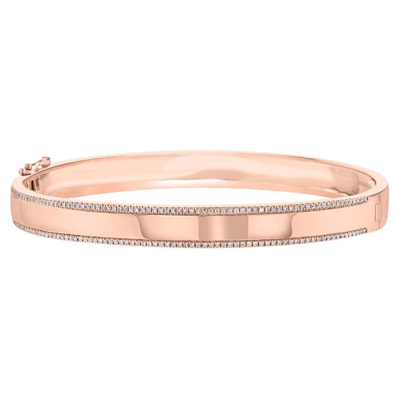 Ladies Bracelets with Anchor Shine-14KT ROSE GOLD 0.40 CTW DIAMOND BANGLE BRACELET