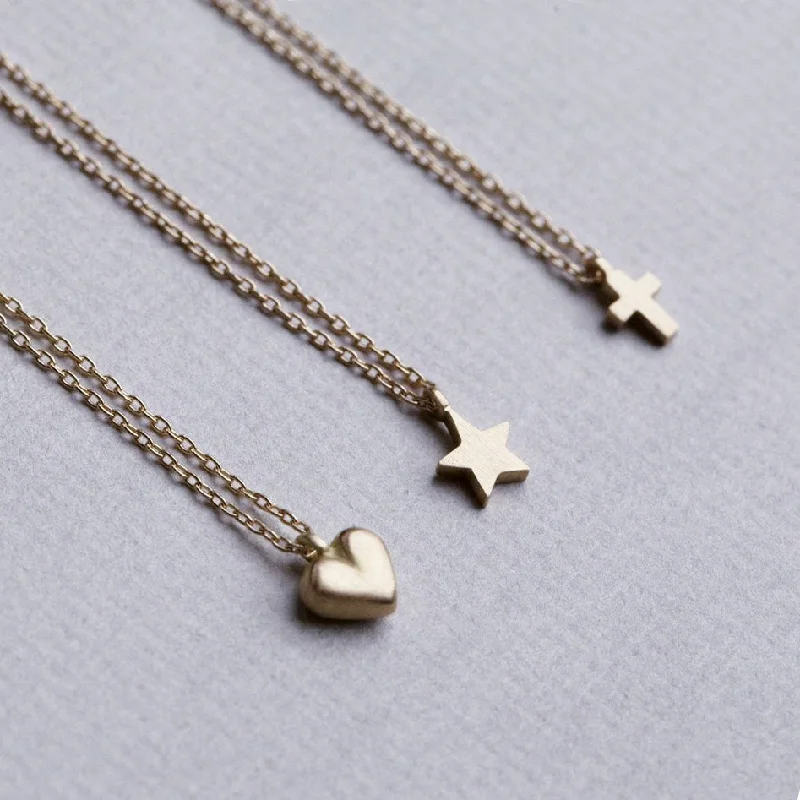 Ladies Necklaces with Sun Glow-Tiny Cross, Star and Heart Necklaces