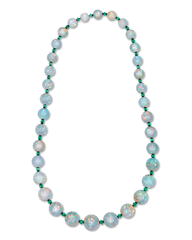 Ladies Necklaces with Initial Shine-Ethiopian Opal Bead Necklace, 680.00 Carats