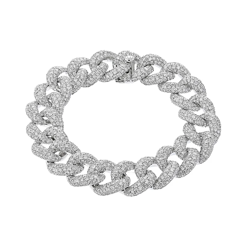 Ladies Bracelets with Petal Spark-18KT White Gold 21.33 CTW Diamond Pavé Chain Link Bracelet