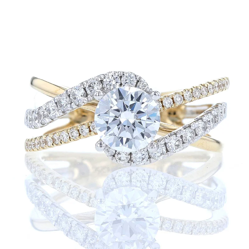 Bliss gleam engagement rings -Two Tone Bypass Diamond Engagement Ring