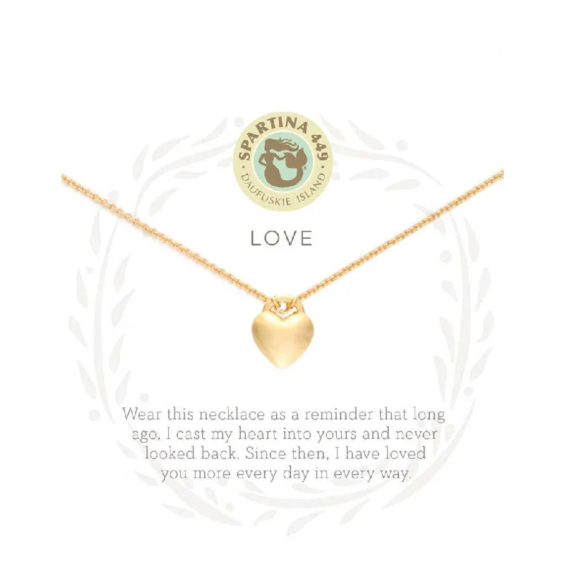 Ladies Necklaces with Green Clinozoisite-Spartina : Sea La Vie Love Necklace in Gold