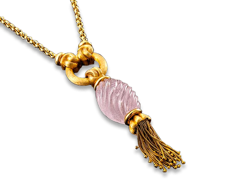 Ladies Necklaces for Mom Glow-Henry Dunay Rose Quartz Tassel Necklace