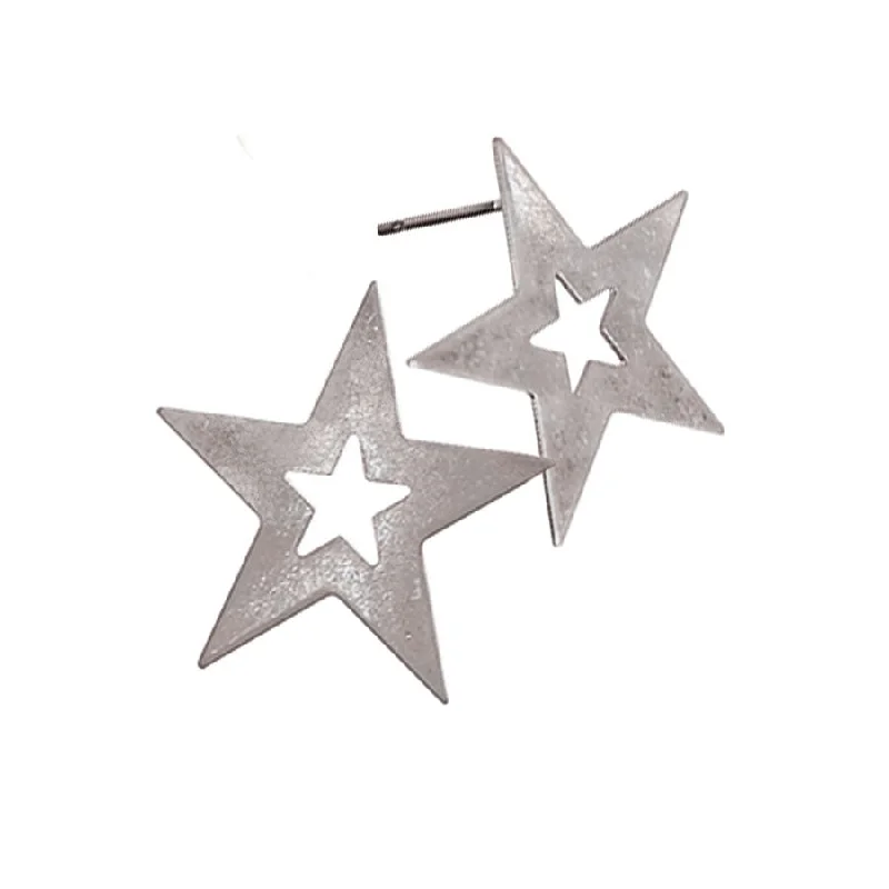 Ladies luminous crystal earrings -Hot Tomato Star Struck Worn Silver Earrings