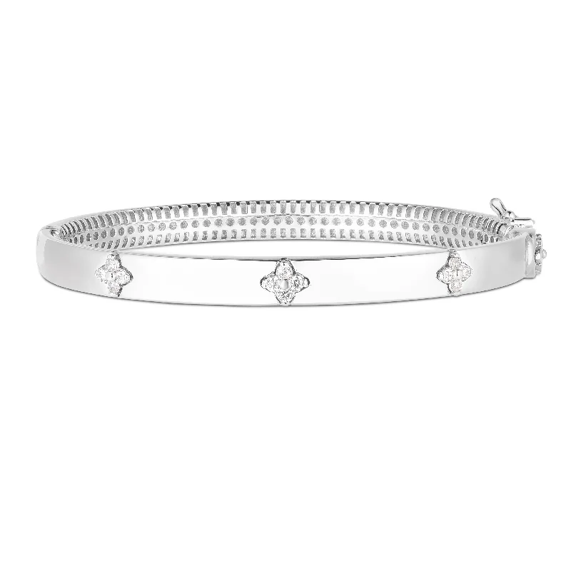 Ladies Bracelets for Mom Shine-14k Trilogy Diamond Clover Bangle