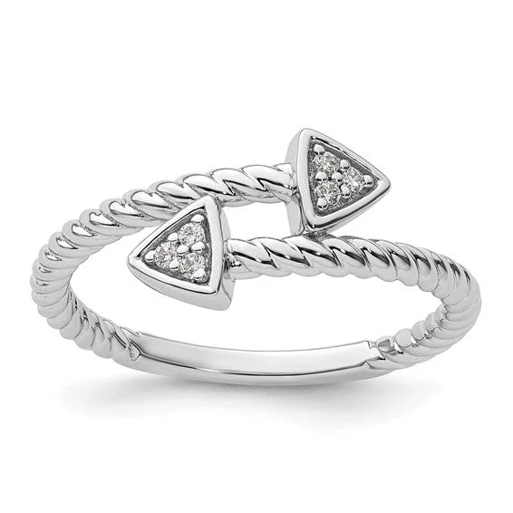 Ladies sacred cross rings -White Ice Sterling Silver Diamond Arrow Ring