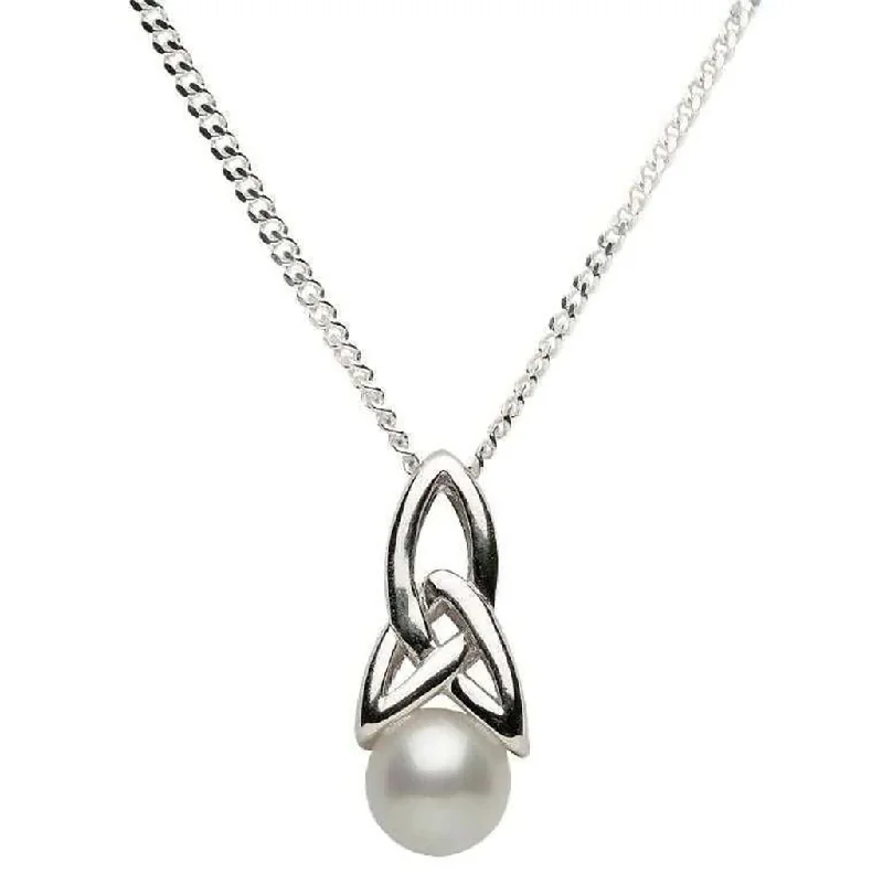 Ladies Necklaces Choker Glow-Shanore : Celtic Silver Pearl Necklace