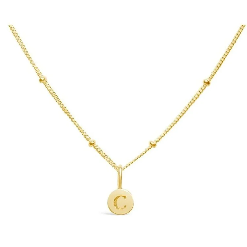 Ladies Necklaces Fresh Shine-Stia : Love Letter "C" Mini Disk Necklace in Gold