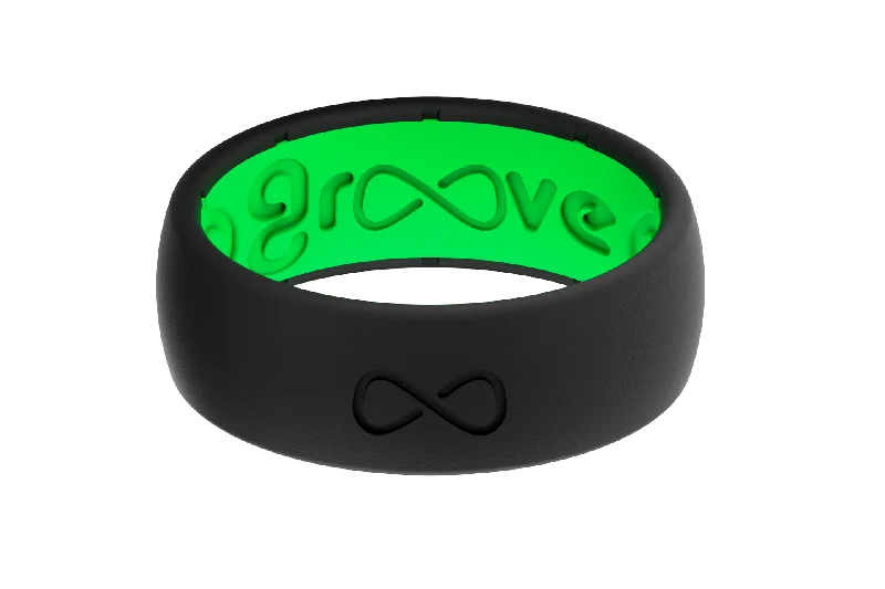 Ladies triangle drop rings -Groove Life Silicone ORIGINAL Ring - Solid Midnight Black / Green