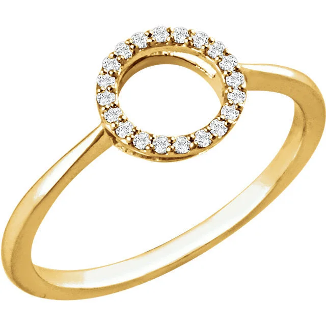 Ladies delicate stack rings -14K Gold 1/10 CTW Diamond Open Circle Ring - White, Yellow or Rose Gold