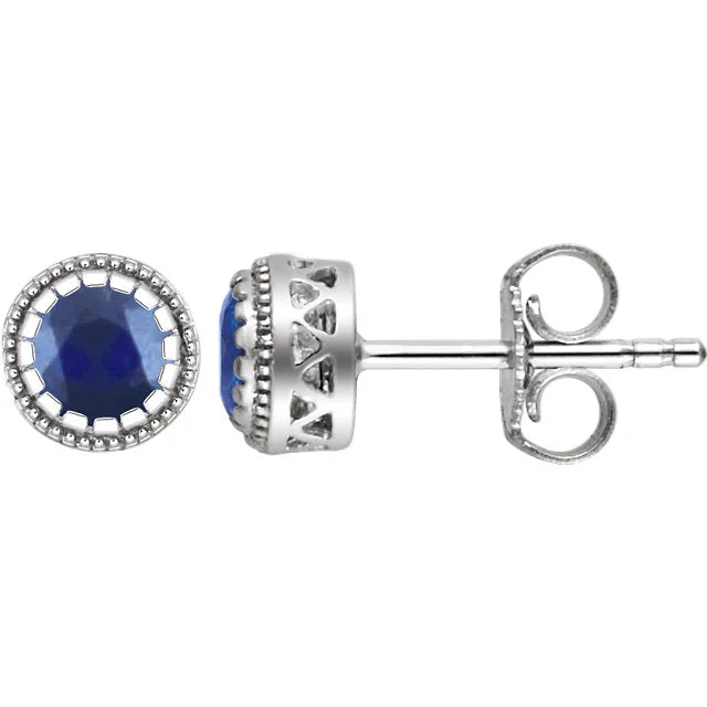 Ladies dazzling Swarovski earrings -14K White Gold Genuine Blue Sapphire September Birthstone Earrings