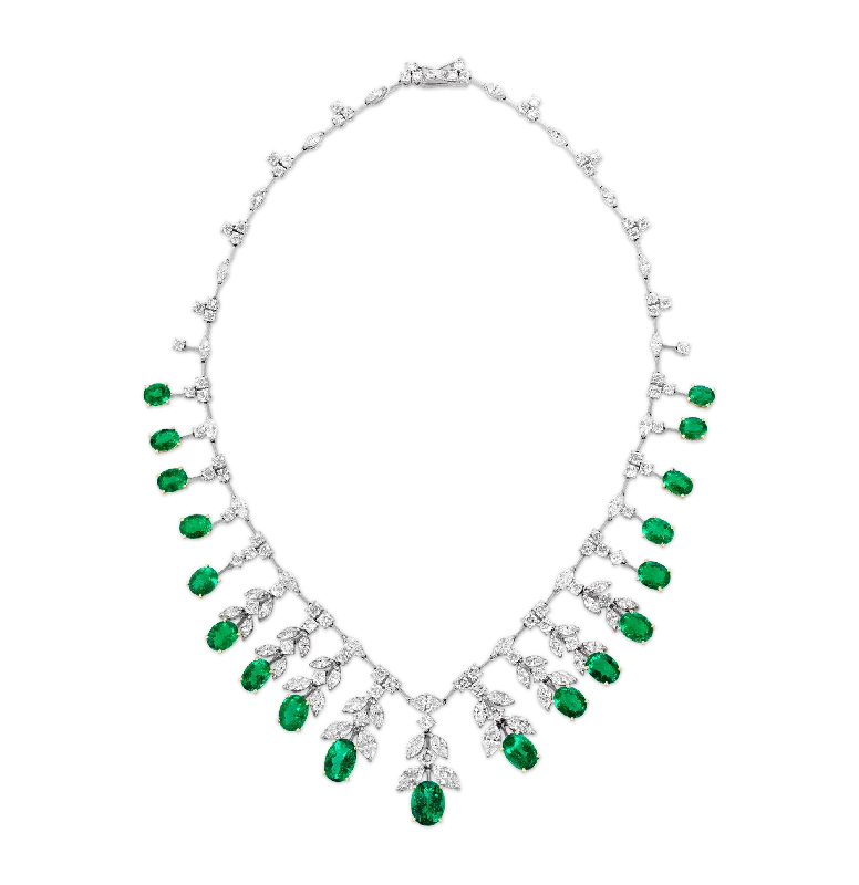 Ladies Necklaces Petite Glow-Colombian Emerald Necklace, 24.37 carats