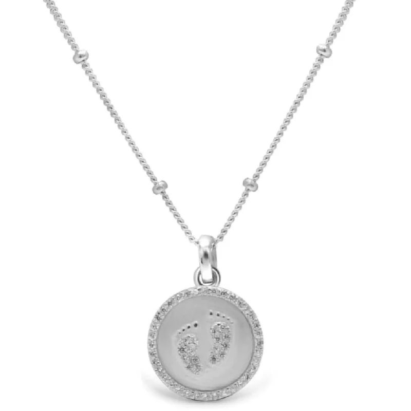 Ladies Necklaces Multi-Strand Spark-Stia : Charm Little Feet Necklace in Silver