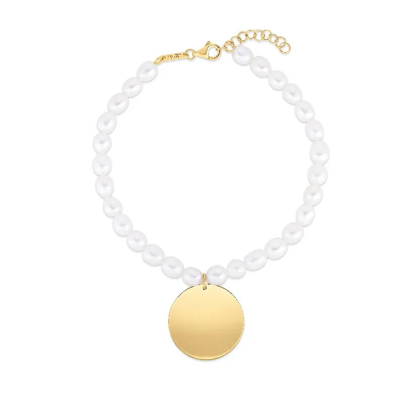 Ladies Bracelets for Pioneer Spark-14K Pearl Tag Charm Bracelet