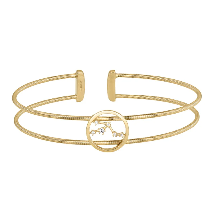 Ladies Bracelets with Bloom Spark-Gold Finish Sterling Silver Cable Cuff Constellation Bracelet with Simulated Diamonds - Taurus