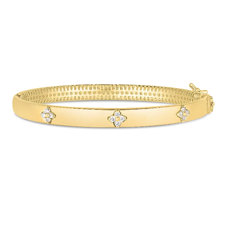 Ladies Bracelets for Grandma Glow-14K Trilogy Diamond Bangle