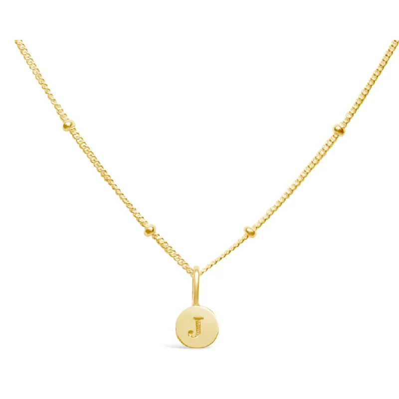 Ladies Necklaces for Prom Spark-Stia : Love Letter "J" Mini Disk Necklace in Gold