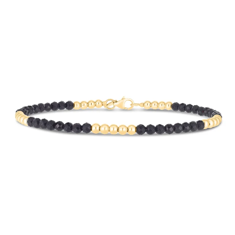 Ladies Bracelets for Mom Shine-14K Onyx Pallina Bead Bracelet