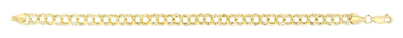 Ladies Bracelets Open Glow-14K Gold Medium Double Link Charm Bracelet