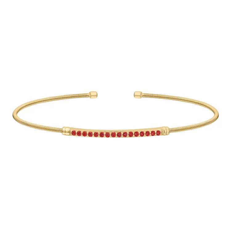 Ladies Bracelets with Orbit Charm-Gold Finish Sterling Silver Cable Cuff Bracelet with Simulated Garnet Birth Gems - January