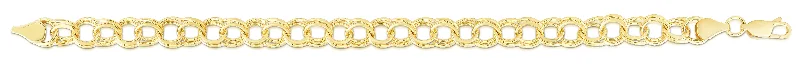 Ladies Bracelets Braided Shine-14K Gold 7mm Medium Double Link Charm Bracelet