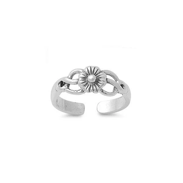 Ladies soaring bird rings -Sterling Silver Flower Center Swirl Design Toe Ring