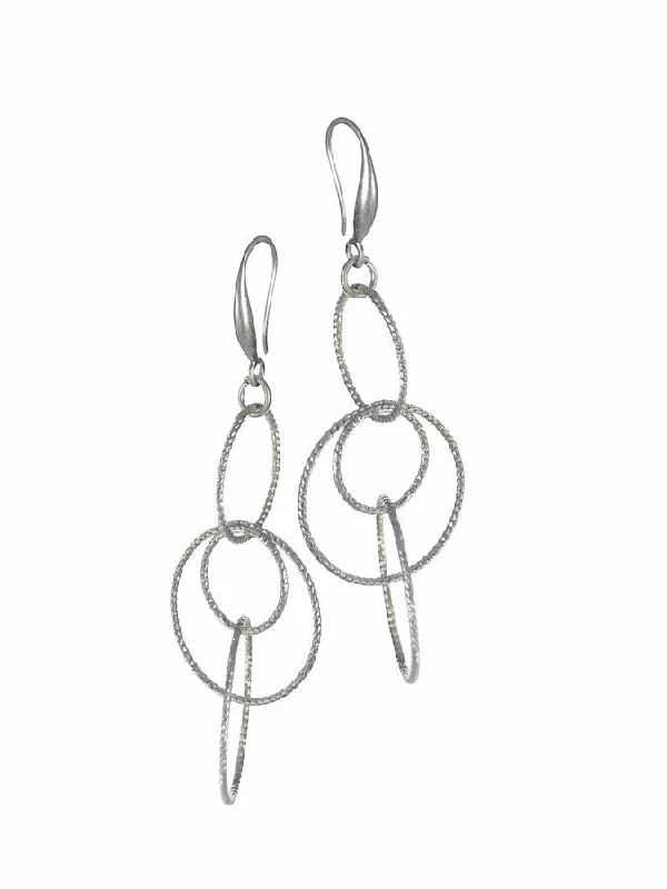 Ladies city sleek earrings -Hot Tomato Twisted Ring Drop Earrings in Worn Silver