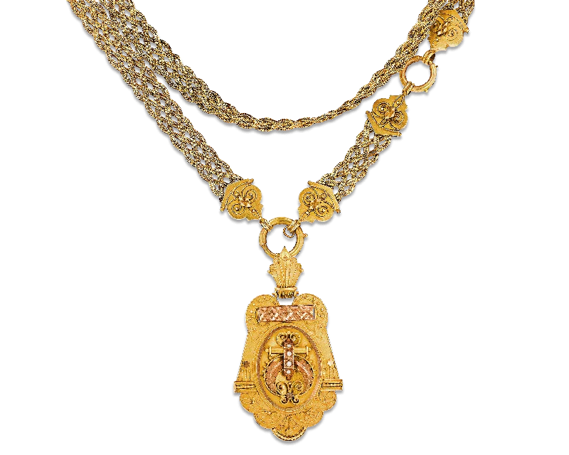 Ladies Necklaces with Rust Brookite-Victorian Gold Locket Necklace