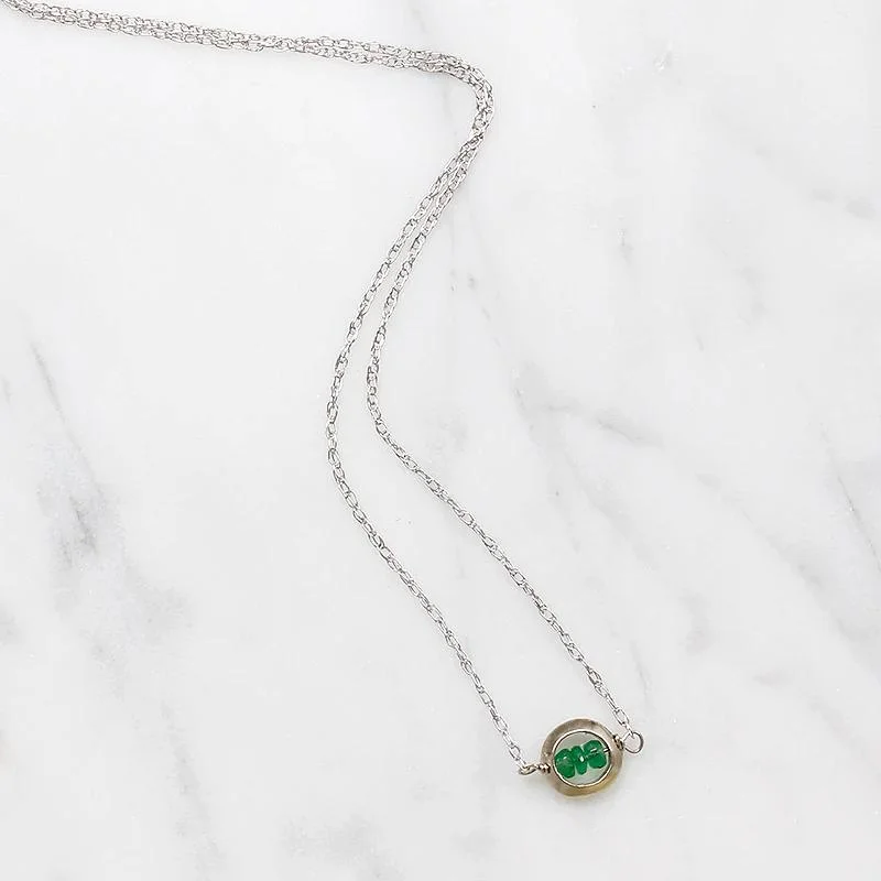 Ladies Necklaces for Aunt Shine-Verdant Emerald in White Gold "O" Necklace by brunet