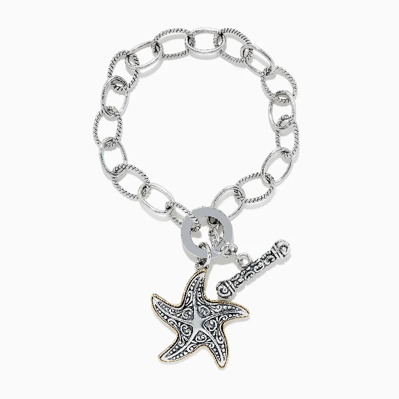 Ladies Bracelets Gift Glow-Seaside Sterling Silver & 18K Gold Starfish Bracelet