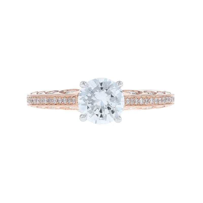 Petite charm engagement rings -Rose Gold Diamond Peekaboo Engagement Ring