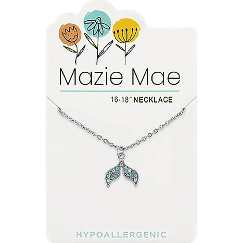 Ladies Necklaces with Navy Sodalite-Center Court: Silver Cubic Zirconia Mermaid Tail Mazie Mae Necklace