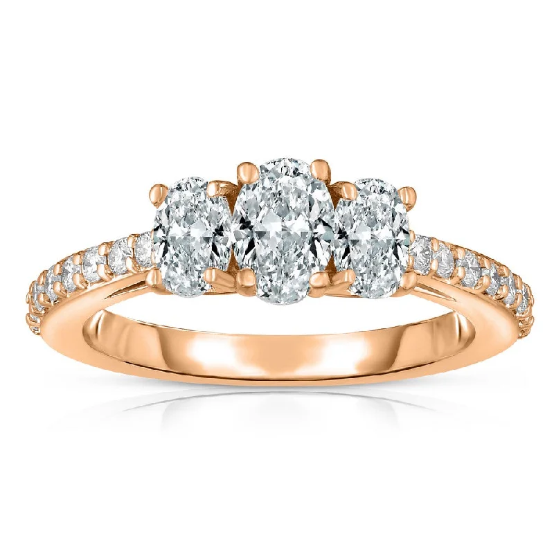 Natural essence engagement rings -14K Rose Gold Oval and Round Diamond Engagement Ring by Eloquence Z00144814