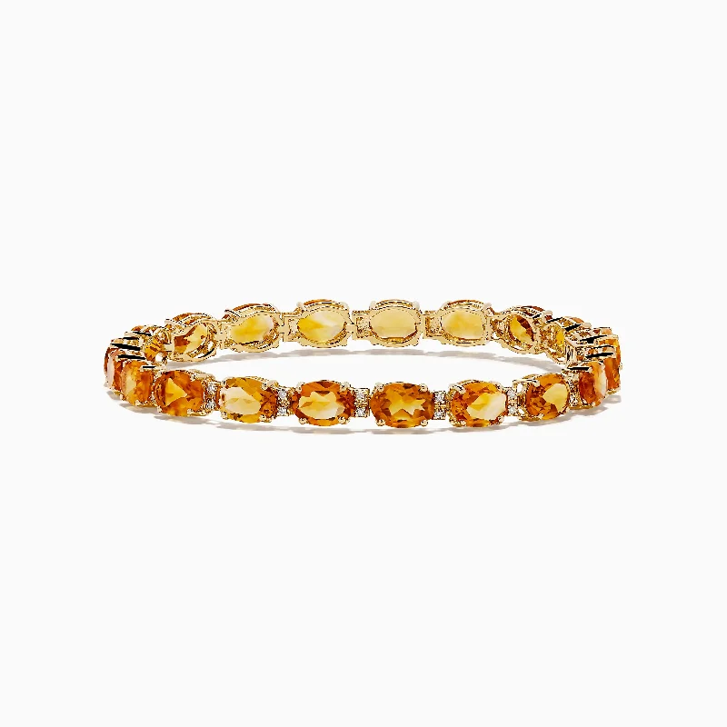 Ladies Bracelets with Yellow Herderite-Sunset 14K Yellow Gold Citrine Tennis Bracelet 19.15 TCW