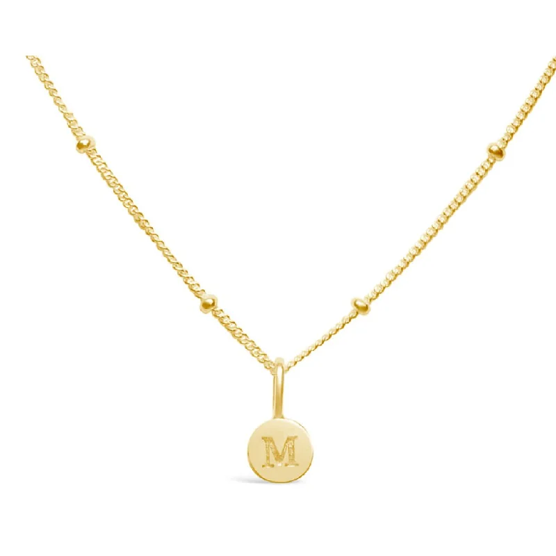 Ladies Necklaces for Winter Glow-Stia : Love Letter "M" Mini Disk Necklace in Gold