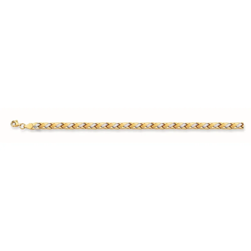 Ladies Bracelets for Date Glow-14K Two-tone Gold Satin X Stampato Bracelet