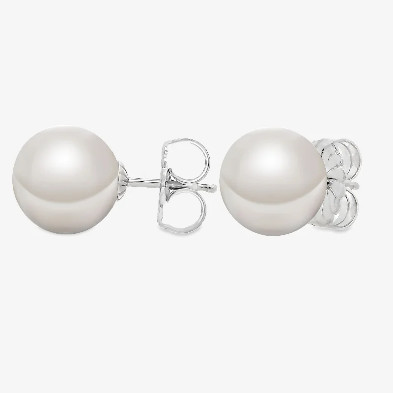 Ladies birthstone flash earrings -10.8MM White South Sea Pearl Earrings