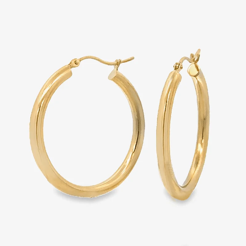 Ladies sacred cross earrings -Classic 3mm Round Gold Hoop Earrings