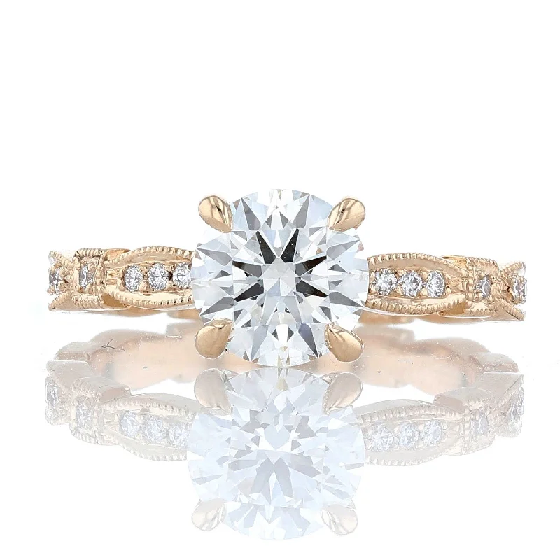 Eastern glow engagement rings -Vintage Hidden Halo Diamond Engagement Ring