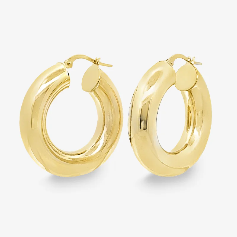 Ladies everlasting wear earrings -Classic 7mm Round 1" Gold Hoop Earrings